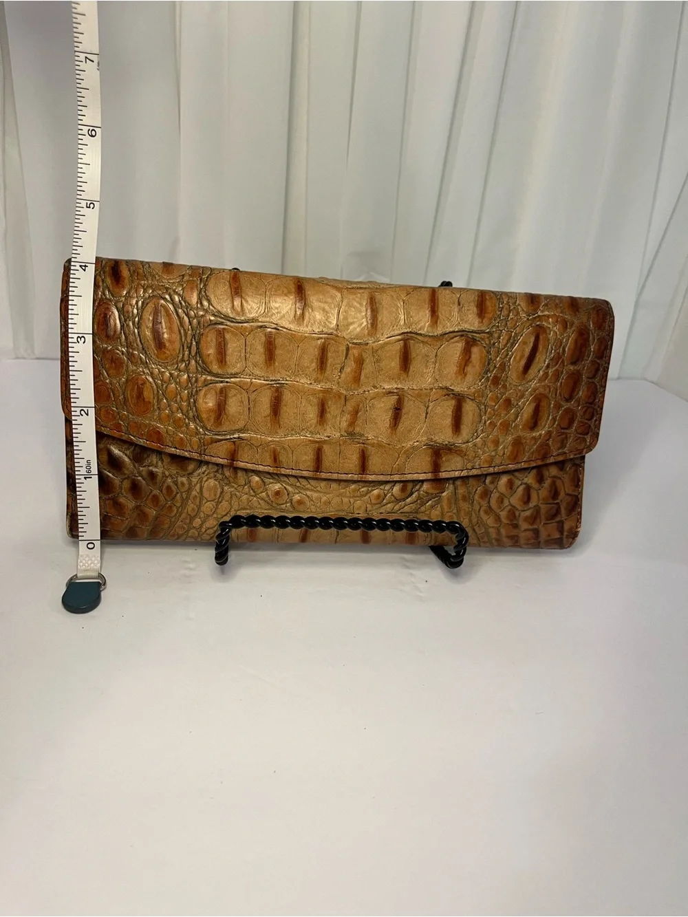 Brahmin Croc-Embossed Envelope Clutch Wallet in Brown